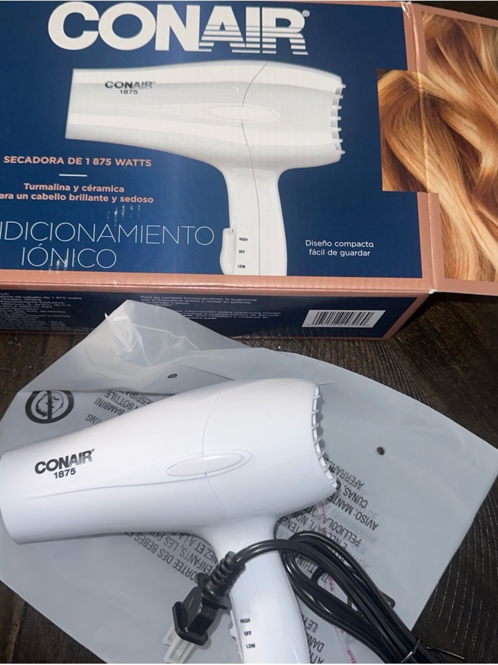 Conair 1875W Compact Ionic Hair Dryer - White